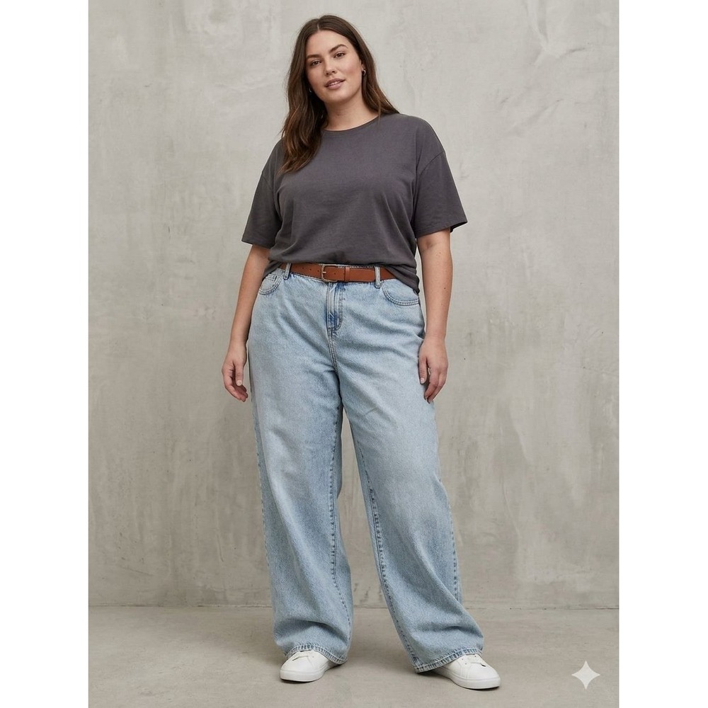 NWT Torrid Lovesick High Rise Ultra Loose Slay Jeans Womens 14 Tall Light Wash